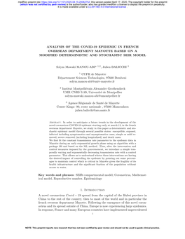 Analysis of the Covid-19 Epidemic in French Overseas Department Mayotte Based on a Modified Deterministic and Stochastic Seir Model