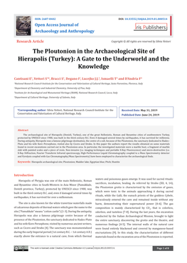 The Ploutonion of the Archaeological Site of Hierapolis (Turkey): a Gate to the Underworld and the Knowledge