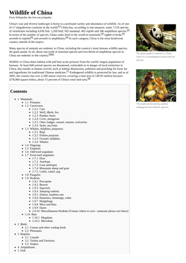 Wildlife of China from Wikipedia, the Free Encyclopedia