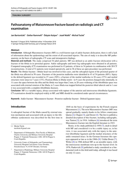 Pathoanatomy of Maisonneuve Fracture Based on Radiologic and CT Examination