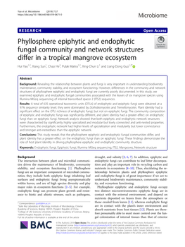 Phyllosphere Epiphytic and Endophytic Fungal Community and Network Structures Differ in a Tropical Mangrove Ecosystem