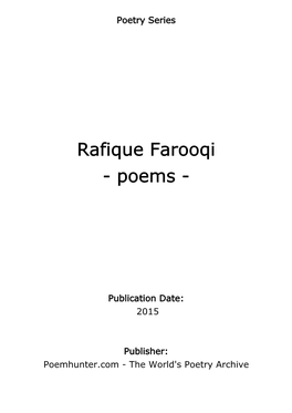 Rafique Farooqi - Poems