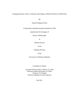 Changing the State's Story: Continuity and Change in Official Narratives Of