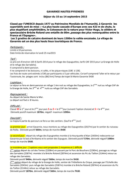 Participants : Tarif : Logistique : Regroupement : Difficulté : Descriptif