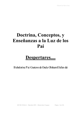 Doctrina, Conceptos, Y Enseñanzas a La Luz De Los Pai Despertares