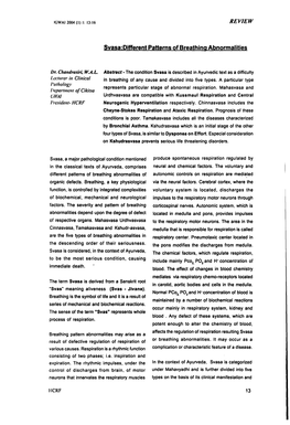 REVIEW Svasa:Different Patterns of Breathing Abnormalities Dr