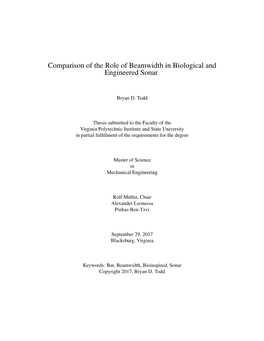 Comparison of the Role of Beamwidth in Biological and Engineered Sonar