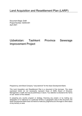 52045-001: Tashkent Province Sewerage Improvement Project