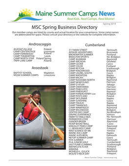 MSC Spring Business Directory Our Member Camps Are Listed by County and Actual Location for Your Convenience