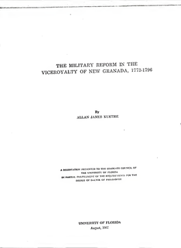 Military Reform in the Viceroyalty of New Granada, 1773-1796