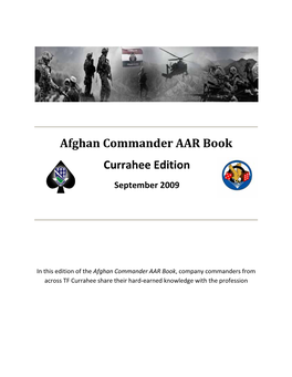 Afghan Commander AAR Book Currahee Edition September 2009