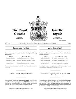 The Royal Gazette Gazette Royale