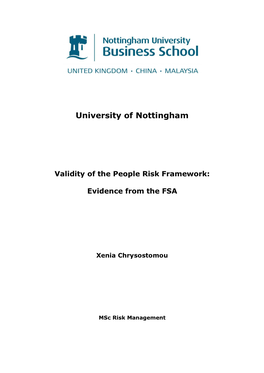 University of Nottingham Validity of the People Risk Framework