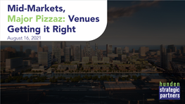 Mid-Markets, Major Pizzaz: Venues Getting It Right August 16, 2021 Table of Contents