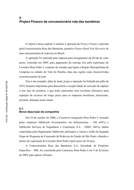 5 Project Finance Da Concessionária Rota Das Bandeiras