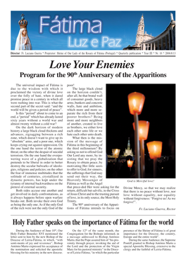 Love Your Enemies Program for the 90Th Anniversary of the Apparitions