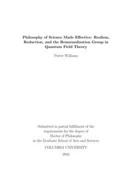 Realism, Reduction, and the Renormalization Group in Quantum Field Theory