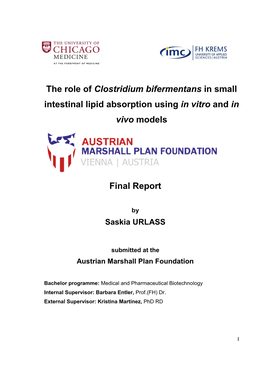 The Role of Clostridium Bifermentans in Small Intestinal Lipid Absorption Using in Vitro and in Vivo Models