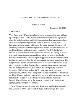 Financial Crises and Bank Capital