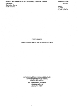 ROBERT MILLS MANOR (PUBLIC HOUSING), 6 WILSON STREET HABS SC-872-C Charleston SC-872-C Charleston County South Carolina