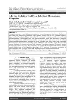 A Review on Fatigue and Creep Behaviour of Aluminium Composites