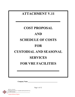 Attachment V.11 Cost Proposal and Schedule Of