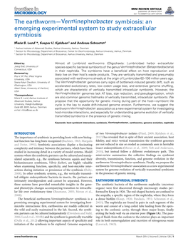 An Emerging Experimental System to Study Extracellular Symbiosis