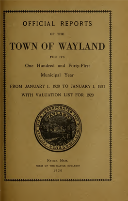 Official Reports of the Town of Wayland