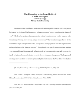 War Financing in the Late-Medieval Crown of Aragon Donald J