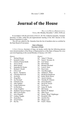 House Preorganization Journal
