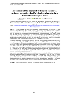 Assessment of the Impact of Cyclones on the Annual Sediment Budget in a Pacific Island Catchment Using a Hydro-Sedimentological Model