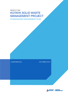 Kotayk Solid Waste Management Project Stakeholder Engagement Plan