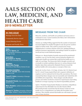 Law, Medicine and Health Care 2019 Newsletter 2