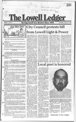 City Council Protests Bill from Lowell Light & Power Local Poet Is Honored