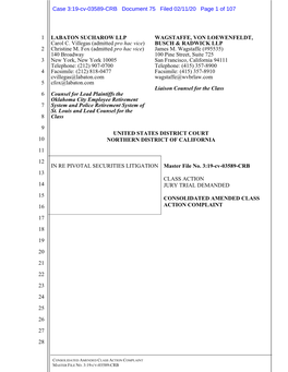 In Re Pivotal Securities Litigation 19-CV-03589-Consolidated Amended Class Action Complaint