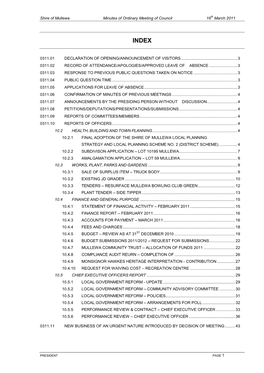 Shire of Mullewa Minutes of Ordinary Meeting of Council 16Th March 2011