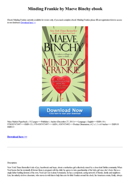 Download Minding Frankie by Maeve Binchy