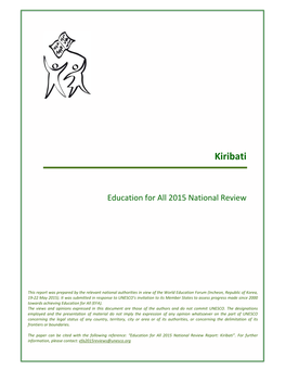 Kiribati EFA 2015 Review Report; 2014