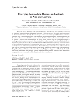 Emerging Bartonella in Humans and Animals in Asia and Australia Special Article