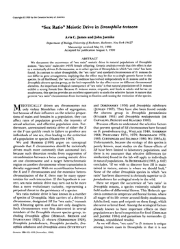 “Sex Ratio” Meiotic Drive in Drosophila Testacea