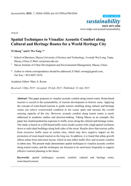 Spatial Techniques to Visualize Acoustic Comfort Along Cultural and Heritage Routes for a World Heritage City