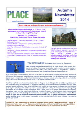 Autumn Newsletter 2014