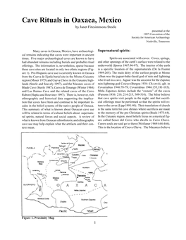 Cave Rituals in Oaxaca, Mexico by Janet Fitzsimmons Steele Presented at the 1997 Convention of the Society for American Archaeology Nashville, Tennessee