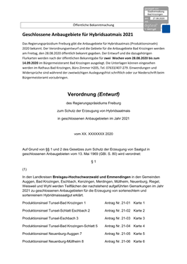 Geschlossene Anbaugebiete Für Hybridsaatmais 2021 Verordnung