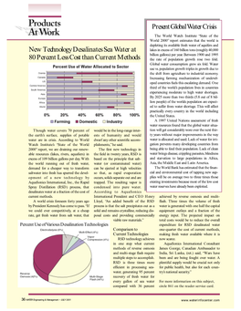 New Technology Desalinates Sea Water at 80 Percent Less Cost Than
