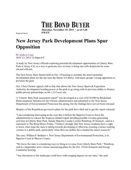 New Jersey Park Development Plans Spur Opposition | the Bond Buyer