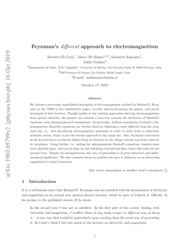 Feynman's Different Approach to Electromagnetism