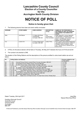 Notice of Poll