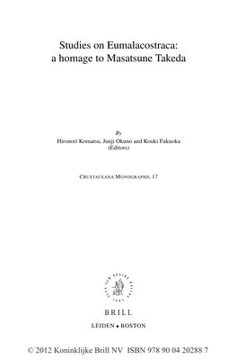 Studies on Eumalacostraca: a Homage to Masatsune Takeda