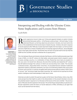 Interpreting and Dealing with the Ukraine Crisis: Some Implications and Lessons from History